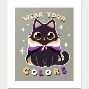 Nonbinary LGBT Pride Cat - Kawaii Rainbow Kitty - Wear your colors Posters and Art